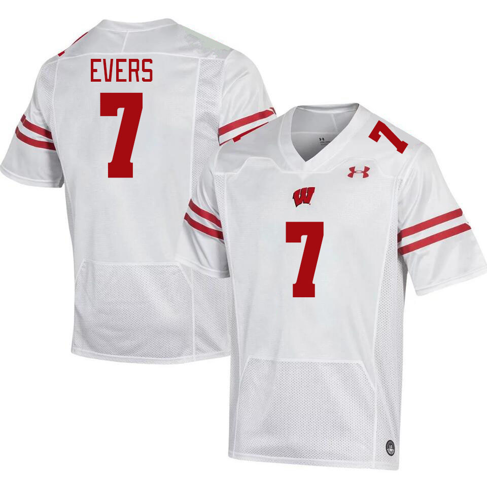 Men #7 Nick Evers Winsconsin Badgers College Football Jerseys Stitched Sale-White